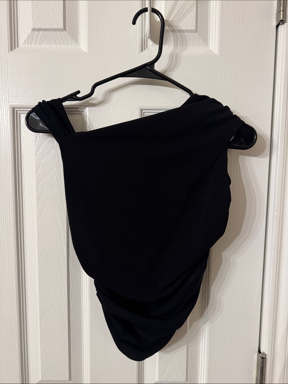 Zara Black Asymmetric Draped One-Shoulder Top